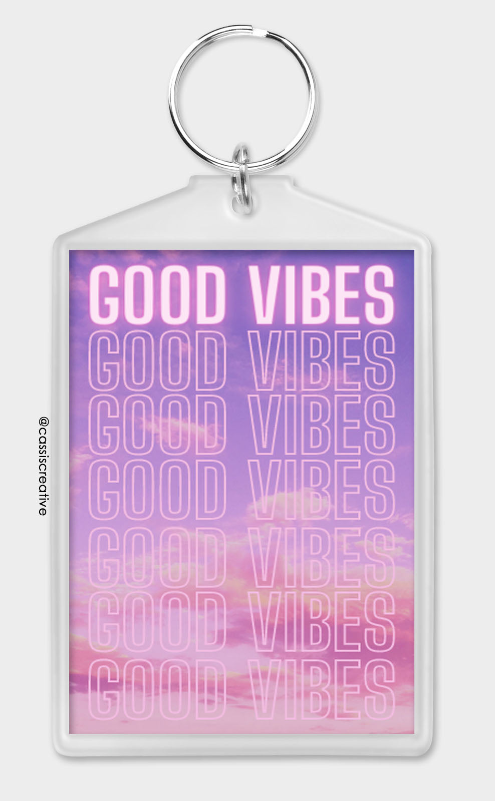 Good Vibes Keyring Keychain Pink And Purple