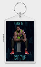 Load image into Gallery viewer, I Am A King Keyring Keychain Gift For Black Men Black King Male Man Neon Blue