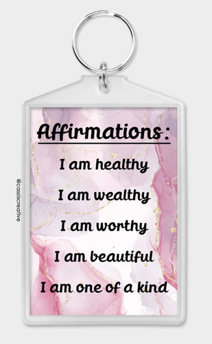 Feminine, Pink Affirmations Keyring Keychain For Women, Girls And Teens