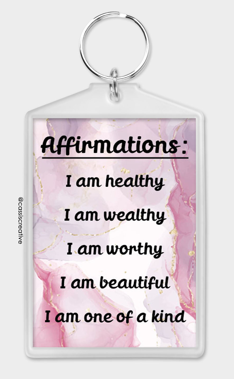 Feminine, Pink Affirmations Keyring Keychain For Women, Girls And Teens