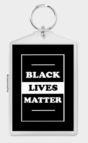 Black Lives Matter Keyring Keychain Black And White Minimalist Design Unisex