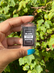Black Lives Matter Keyring Keychain Black And White Minimalist Design Unisex
